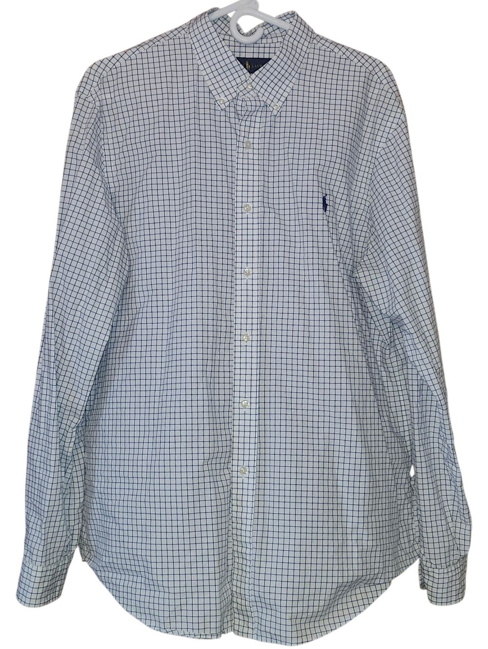 Polo Ralph Lauren Men's XL Tattersall Check Button-Down Shirt – Blue & White